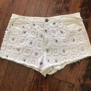 Free People white sequin shorts!